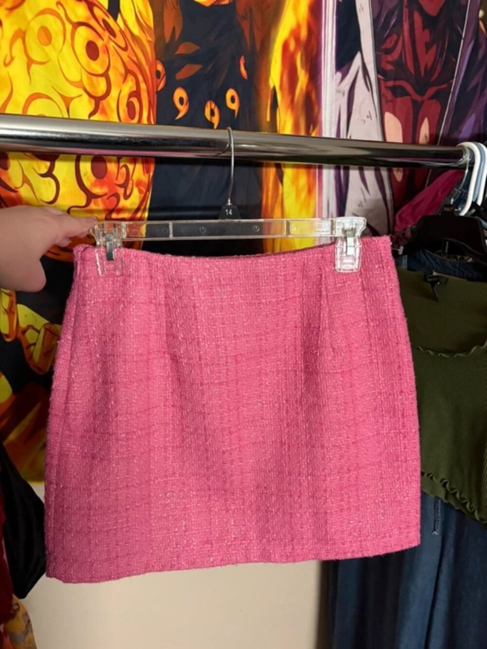 Pink sparkly mini skirt